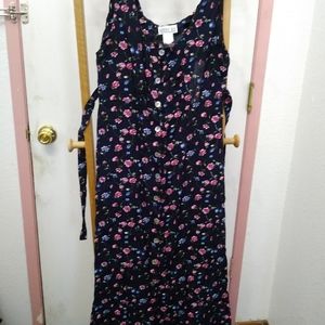 Robbie Bee Black Floral Sleeveless Dress Size 10 (Needs dry cleaning)